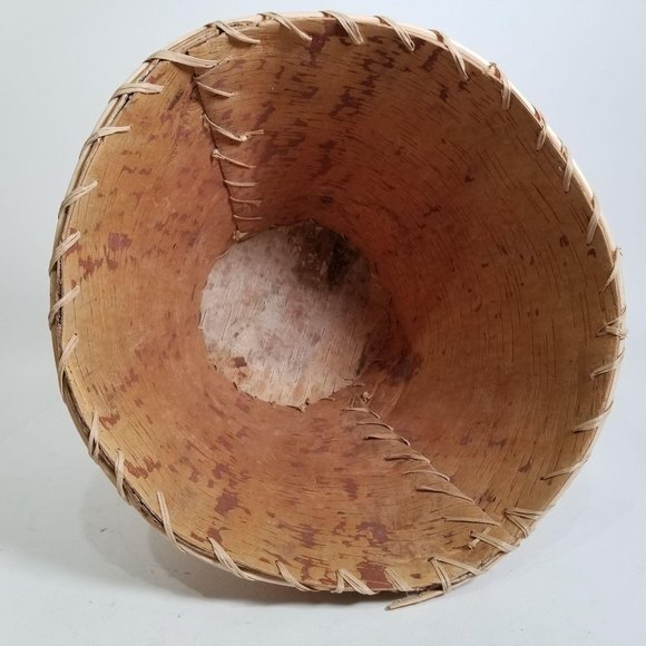 Handmade Birch Wood Garbage Can Native White Brown - Picture 5 of 14